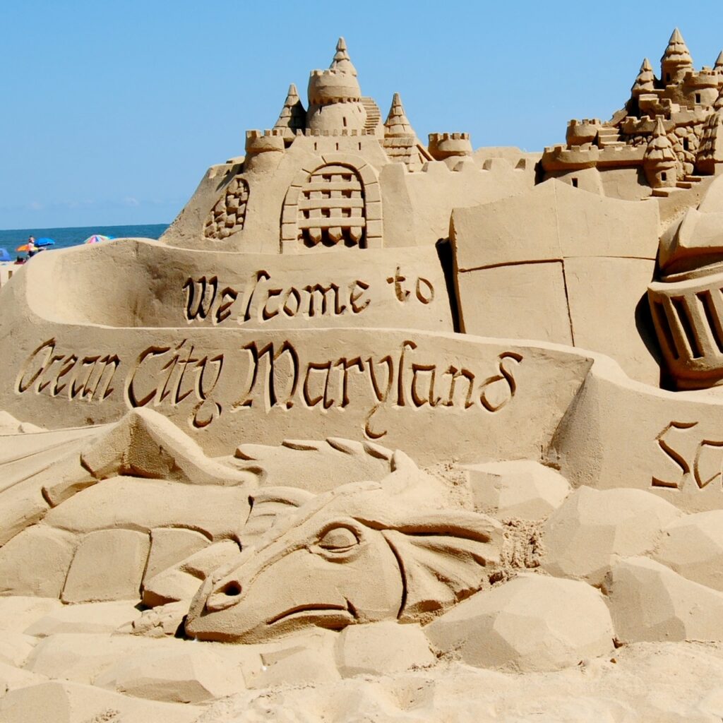 a sand castle made to look like it is on the beach